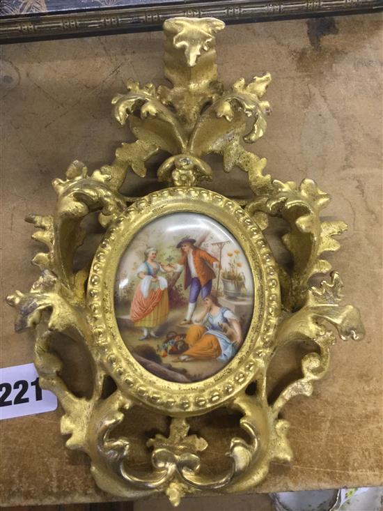 A Florentine framed porcelain plaque